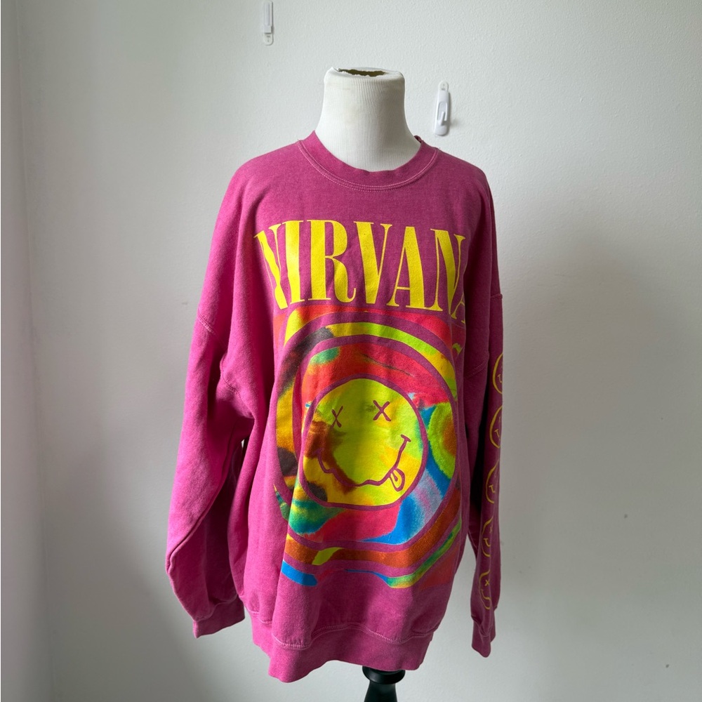 NIRVANA Fuzzy Pink Graphic Top